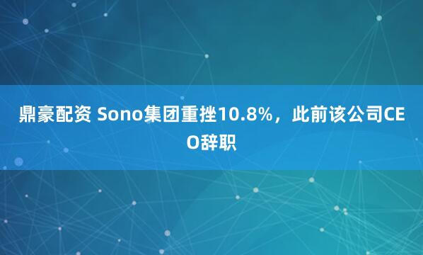 鼎豪配资 Sono集团重挫10.8%，此前该公司CEO辞职